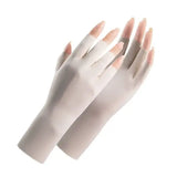 Nail Art UV Protection Gloves Fabric One Size Skin Safety Tool - beige