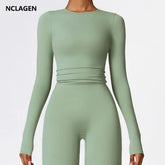 Women’s Long Sleeve Workout Shirt - Slim Fit Winter Yoga Top with Thumbholes - Breathable Dry-Fit Running & Gym Base