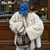 Women’s Oversized Gradient Faux Fur Coat | Thick Warm Fluffy Winter Fashion Faux Fox Jacket