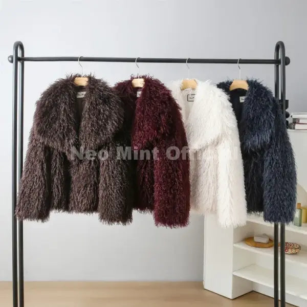 Women’s Faux Fur Coat – Chic Brown Winter Jacket with Big Collar