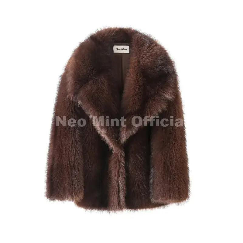 Neo Mint Luxury Brand Fashion Women Yellow Striped Faux Fur Jacket Coat Chic Girls 2025 Winter Oversized Warm Outerwear