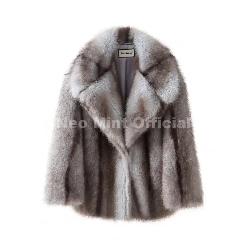 Neo Mint Luxury Brand Fashion Women Yellow Striped Faux Fur Jacket Coat Chic Girls 2025 Winter Oversized Warm Outerwear