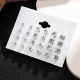 New 12 Pair/Pack White Shiny Wedding Stud Earrings Set For Women Men Crystal Jewelry Accessories Oorbellen Jewelry