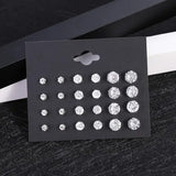 12 Pack Cubic Zirconia Square White Shiny Wedding Drop Earrings - 001 / WHITE