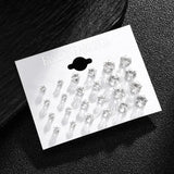 12 Pack Cubic Zirconia Square White Shiny Wedding Drop Earrings - 001 / WHITE