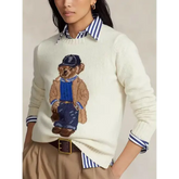 Women’s Bear Print Cashmere Sweater – Autumn Winter Warm Korean Fashion Knit Pullover
