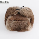 Men’s Russian Rabbit Fur Trapper Hat – Thick Winter Bomber Cap