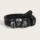 New Belts For Women High Quality Luxury Brand Punk Goth Rivet Black Jeans Unisex Men Belt Paw Skull Buckle Waistband