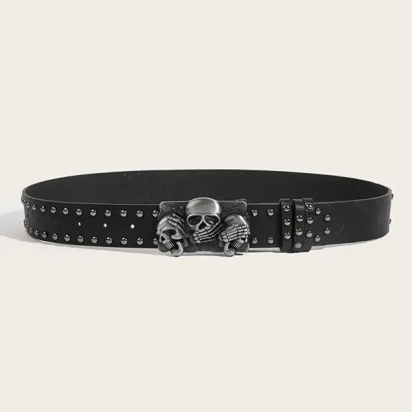 New Belts For Women High Quality Luxury Brand Punk Goth Rivet Black Jeans Unisex Men Belt Paw Skull Buckle Waistband