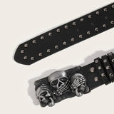New Belts For Women High Quality Luxury Brand Punk Goth Rivet Black Jeans Unisex Men Belt Paw Skull Buckle Waistband