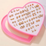 Resin Stud Earrings 36 Pair Set Geometric Shapes for Girls Fashion - ZJ9790