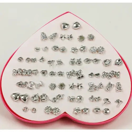 Resin Stud Earrings 36 Pair Set Geometric Shapes for Girls Fashion - ZJ9790
