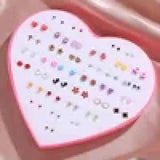 Resin Stud Earrings 36 Pair Set Geometric Shapes for Girls Fashion - ZJ9790