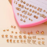 Resin Stud Earrings 36 Pair Set Geometric Shapes for Girls Fashion - ZJ9790