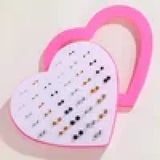 Resin Stud Earrings 36 Pair Set Geometric Shapes for Girls Fashion - ZJ9790