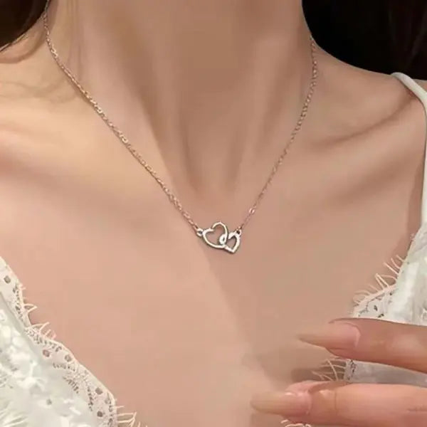 New Fashion Simple Silver Color Love Heart Pendant Necklace Charm Chain Collares Necklace for Women Party Jewelry Daily