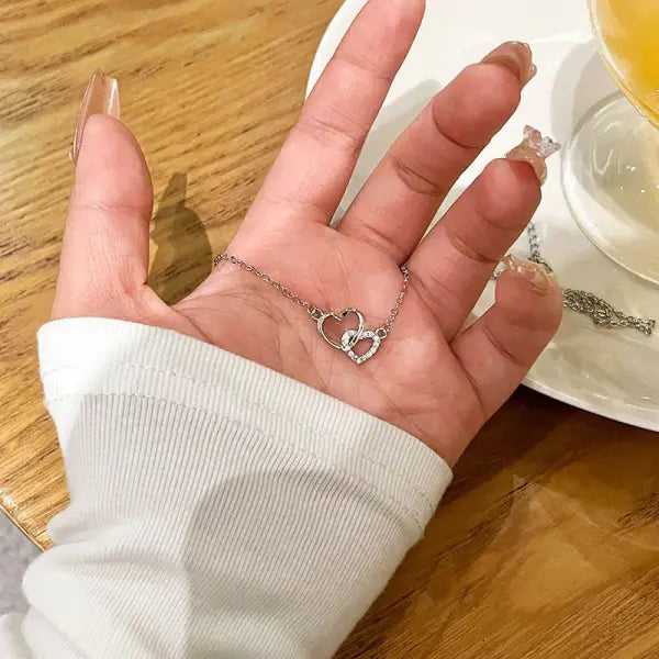 New Fashion Simple Silver Color Love Heart Pendant Necklace Charm Chain Collares Necklace for Women Party Jewelry Daily