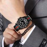 Nylon band material type watch with a complete calendar