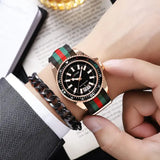 Nylon band material type watch with a complete calendar