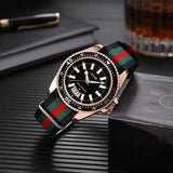 Nylon band material type watch with a complete calendar