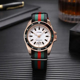 Nylon band material type watch with a complete calendar