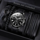 Luxury Hip Hop Men Watch Set with Arabic Numeral Markers - Black B