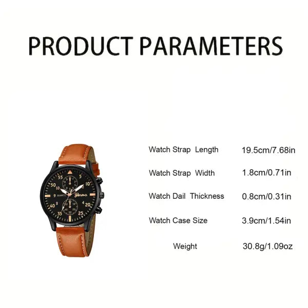 Luxury Hip Hop Men Watch Set with Arabic Numeral Markers