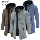Men’s Long Sleeve Hooded Sweater – Oversize Zipper Hoodie Streetwear Warm Solid Color Autumn Jacket