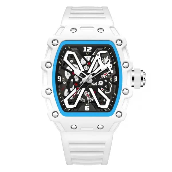 Luminous Display Quartz Watch Silicone Band Hip-Hop Style - WHITE