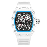 Luminous Display Quartz Watch Silicone Band Hip-Hop Style - WHITE