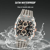 Silicone Band Quartz Chronograph Watch 5ATM Waterproof