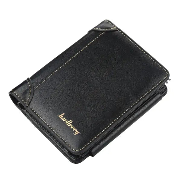 Baellerry High Quality Zipper Short Wallet for Men with Card Holder - Black