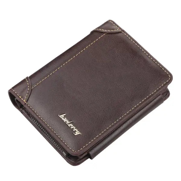 Baellerry High Quality Zipper Short Wallet for Men with Card Holder - Coffee