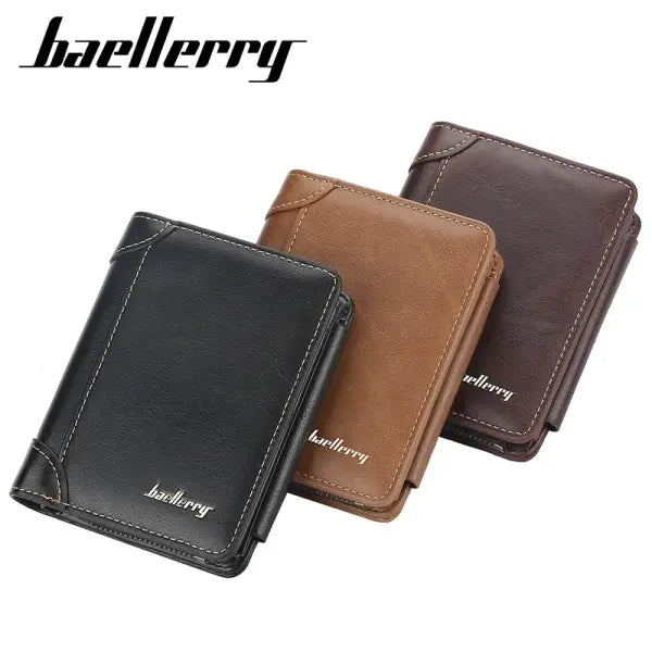 Baellerry High Quality Zipper Short Wallet for Men with Card Holder