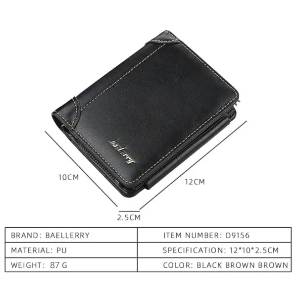 Baellerry High Quality Zipper Short Wallet for Men with Card Holder