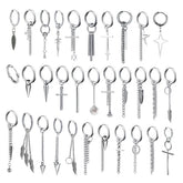 New Punk Stainless Steel Chain Hoop Earrings – Trendy Goth Hip Hop Pendants - Himpall