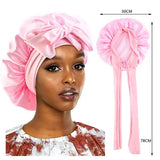 Women’s Satin Sleeping Cap with Solid Wide Band and Edge Wrap - Pink / One Size
