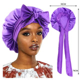 Women’s Satin Sleeping Cap with Solid Wide Band and Edge Wrap - PURPLE / One Size