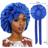 Women’s Satin Sleeping Cap with Solid Wide Band and Edge Wrap - Royal blue / One Size