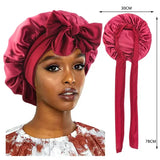 Women’s Satin Sleeping Cap with Solid Wide Band and Edge Wrap - Wine red / One Size