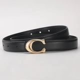 Smooth Buckle Belt PU Leather Women Business Casual - 1 / 105CM