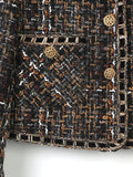 Liu Shishi Retro Tweed Jacket Single Breasted Office Lady Style