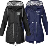 New Women Custom Your Logo Windproof Waterproof Jacket Long Sleeve Coat Casual Rain Coat Sunset Raincoat