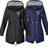 Women’s Windproof Waterproof Rain Jacket – Custom Logo Long Sleeve Outdoor Coat