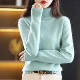 Women’s Autumn/Winter Mink Plush Turtleneck Sweater – Soft Cashmere-Feel Warm Pullover