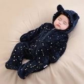 Newborn Flannel Romper – Soft Warm Autumn/Winter Cartoon Jumpsuit for Baby Boys & Girls (0–19M)