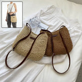 Niche Design Vacation Straw Tote Bag Handcrafted Summer Accessory - None