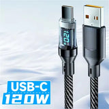 NNBILI 100W USB C and 120W USB A Braided LED Display Screen Cables - 120W USB A cable / 1m