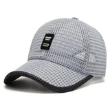 Mesh Baseball Cap Polyester Dad Hat Outdoor Fishing Protection - light grey