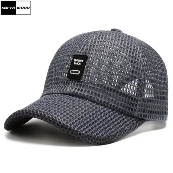Mesh Baseball Cap Polyester Dad Hat Outdoor Fishing Protection - light grey